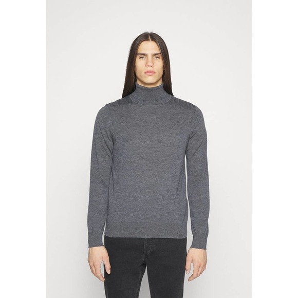 SANDRO Gris Chine H19Turtleneck Wool Sweater Size M NWT - Picture 2 of 12